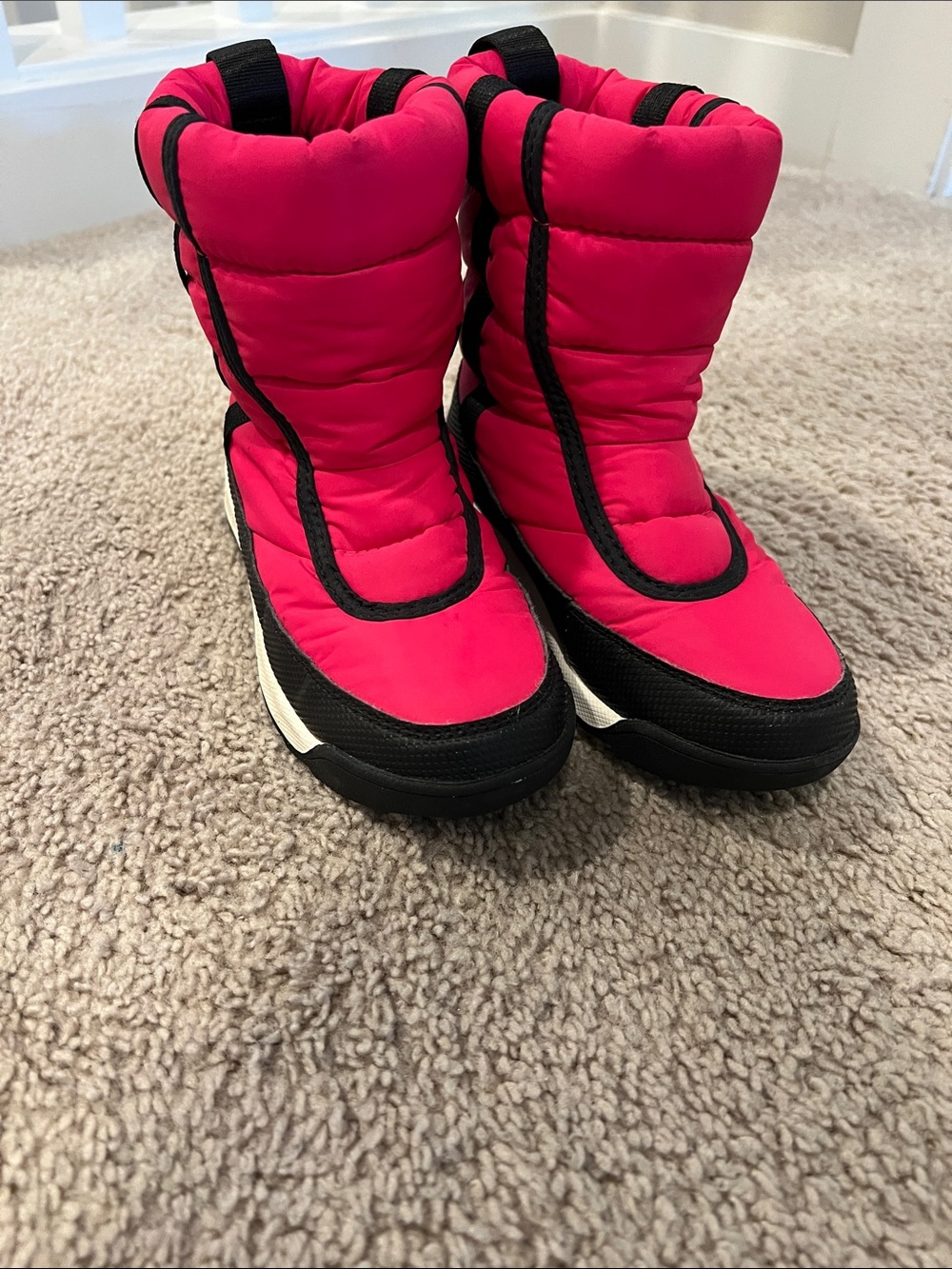 Sorel Kids Pink and Black Puffer Snow Boots size 12 toddler